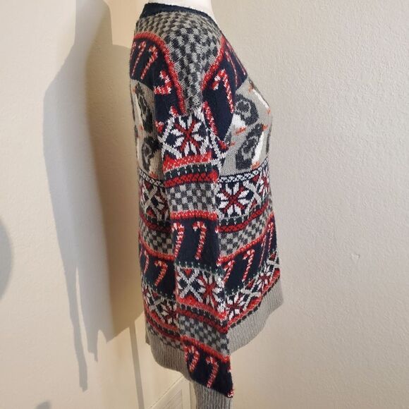 Abercrombie&Fitch Penguin Candy Cane Wool Blend Holiday Sweater Size Medium - Picture 6 of 13